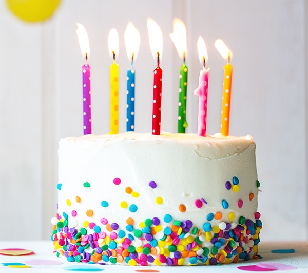 Bright Birthday Cake with Candles